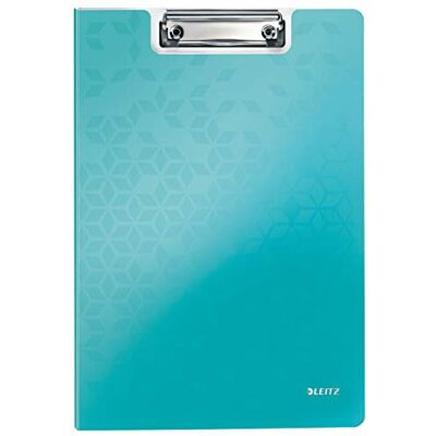 Leitz WOW A4 Klemmbrettmappe mit Abdeckung, Leichtes Polyfoam, Strapazierfähiges Klemmbrett mit Abdeckung, Für bis zu 80 Blatt, Eisblau, 41990051 Leitz WOW A4 Klemmbrettmappe mit Abdeckung, Leichtes Polyfoam, Strapazierfähiges Klemmbrett mit Abdeckung, Für bis zu 80 Blatt, Eisblau, 41990051