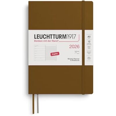 LEUCHTTURM1917 372683 Wochenkalender & Notizbuch Medium (A5) 2026, Softcover, Spice Brown, Englisch LEUCHTTURM1917 372683 Wochenkalender & Notizbuch Medium (A5) 2026, Softcover, Spice Brown, Englisch