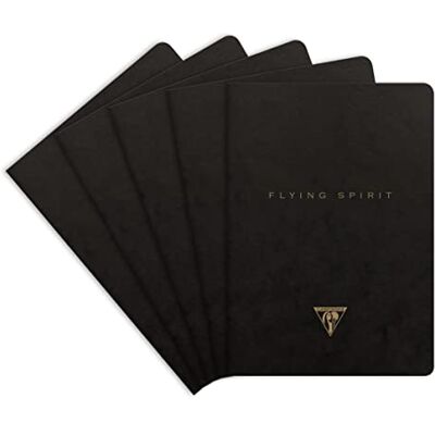 Clairefontaine 102536C Packung mit 5 Hefte Flying Spirit liniert DIN A5 48 Blatt, Schwarz Motiven sortiert, 1 Pack Clairefontaine 102536C Packung mit 5 Hefte Flying Spirit liniert DIN A5 48 Blatt, Schwarz Motiven sortiert, 1 Pack