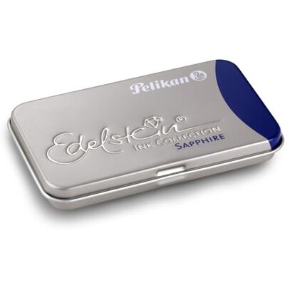 Pelikan Großraum-Tintenpatronen Edelstein Ink, Sapphir (blau) im Metalletui, 6 Stück Pelikan Großraum-Tintenpatronen Edelstein Ink, Sapphir (blau) im Metalletui, 6 Stück
