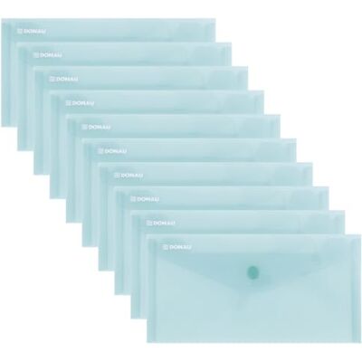 DONAU Dokumententasche mit Klettverschluss, DL 10 Stück, Transparent Grün, Druckknopf Dokumentenmappe, PP öko/Kunststoff, 180 μm DONAU Dokumententasche mit Klettverschluss, DL 10 Stück, Transparent Grün, Druckknopf Dokumentenmappe, PP öko/Kunststoff, 180 μm
