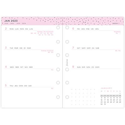 Filofax Pocket Confetti Week to View Diary, Organizer Diary, 2023, Diary Refill, Kalender, weiß Filofax Pocket Confetti Week to View Diary, Organizer Diary, 2023, Diary Refill, Kalender, weiß