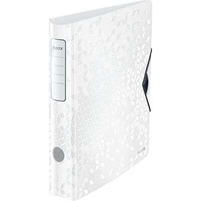 Leitz Qualitäts-Ordner 180° Active WOW, A4, Schmal, Abgerundeter Rücken, 6,5 cm breit, Gummibandverschluss, Leichtes Polyfoam, Plastik-Ordner, WOW Serie, Weiß, 11070001 Leitz Qualitäts-Ordner 180° Active WOW, A4, Schmal, Abgerundeter Rücken, 6,5 cm breit, Gummibandverschluss, Leichtes Polyfoam, Plastik-Ordner, WOW Serie, Weiß, 11070001