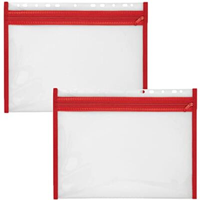 VELOFLEX A435402 Dokumentenhülle mit Reißverschluss, 2 Stück, DIN A4, abheftbar, rot, VELOBAG XS, Reißverschlusstasche VELOFLEX A435402 Dokumentenhülle mit Reißverschluss, 2 Stück, DIN A4, abheftbar, rot, VELOBAG XS, Reißverschlusstasche