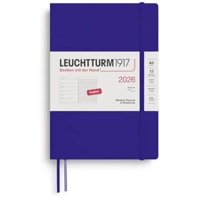LEUCHTTURM1917 372681 Wochenkalender & Notizbuch Medium (A5) 2026, Softcover, Ink, Englisch LEUCHTTURM1917 372681 Wochenkalender & Notizbuch Medium (A5) 2026, Softcover, Ink, Englisch