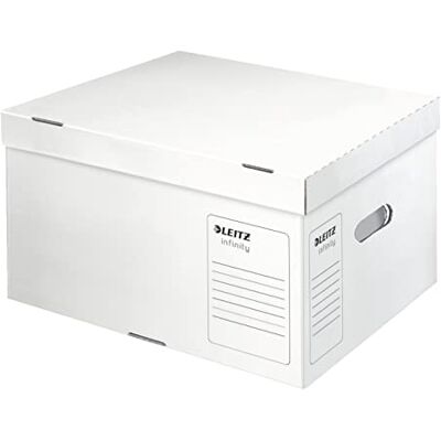 Leitz Infinity Archiv-Container, Größe L, Schachtel für A4 Archivbox 5 x 80 mm/4 x 100 mm, Transportbox mit Deckel Oben, Faltbare Kartonverpackung, 100 % säurefreie Wellpappe, 1 Stück, Weiß, 61040000 Leitz Infinity Archiv-Container, Größe L, Schachtel für A4 Archivbox 5 x 80 mm/4 x 100 mm, Transportbox mit Deckel Oben, Faltbare Kartonverpackung, 100 % säurefreie Wellpappe, 1 Stück, Weiß, 61040000