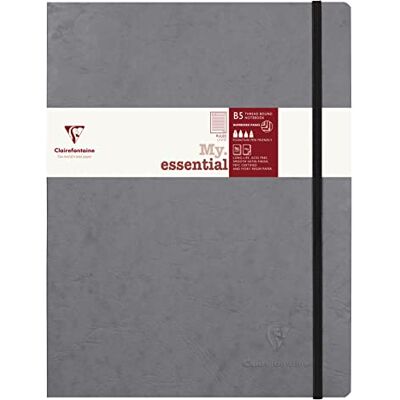 Clairefontaine 794465C Notizbuch My.Essential Age Bag, Format B5 (19x25 cm), mit Fadenbindung, 96 Blatt nummeriert, liniert, Papier elfenbein 90g, Hellgrau, 1 Stück Clairefontaine 794465C Notizbuch My.Essential Age Bag, Format B5 (19x25 cm), mit Fadenbindung, 96 Blatt nummeriert, liniert, Papier elfenbein 90g, Hellgrau, 1 Stück