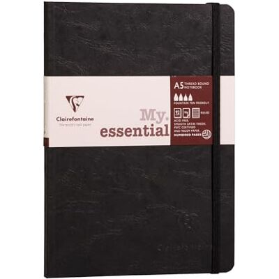 Clairefontaine 793431C Notizbuch AgeBag My Essentials, DIN A5, 14,8 x 21 cm, 96 Blatt, dot, nummeriert, 90g, 1 Stück, schwarz Clairefontaine 793431C Notizbuch AgeBag My Essentials, DIN A5, 14,8 x 21 cm, 96 Blatt, dot, nummeriert, 90g, 1 Stück, schwarz