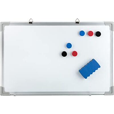 Idena Whiteboard mit Alurahmen, zur Wandmontage geeignet, ideal für Büro und zu Hause (1, Whiteboard + Löscher + Magnete, 40B x 60H cm) Idena Whiteboard mit Alurahmen, zur Wandmontage geeignet, ideal für Büro und zu Hause (1, Whiteboard + Löscher + Magnete, 40B x 60H cm)
