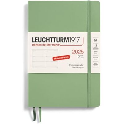 LEUCHTTURM1917 370567 Wochenkalender Medium (A5) 2025, Softcover, Salbei, Deutsch LEUCHTTURM1917 370567 Wochenkalender Medium (A5) 2025, Softcover, Salbei, Deutsch