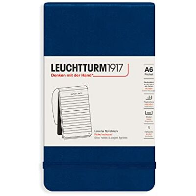 LEUCHTTURM1917 364410 Notizblock Pocket (A6), Hardcover, 94 nummerierte Seiten, liniert, Marine LEUCHTTURM1917 364410 Notizblock Pocket (A6), Hardcover, 94 nummerierte Seiten, liniert, Marine