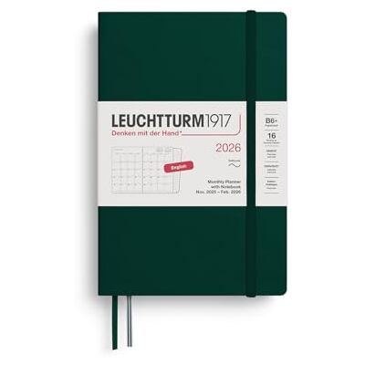 LEUCHTTURM1917 372794 Monatsplaner & Notizbuch Paperback (B6+) 2026, 16 Monate, Softcover, Forest Green, Englisch LEUCHTTURM1917 372794 Monatsplaner & Notizbuch Paperback (B6+) 2026, 16 Monate, Softcover, Forest Green, Englisch