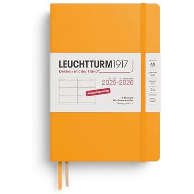 LEUCHTTURM1917 372629 Wochenkalender Medium (A5) 2026, 18 Monate 07.2025-12.2026, Hardcover, Rising Sun, Deutsch LEUCHTTURM1917 372629 Wochenkalender Medium (A5) 2026, 18 Monate 07.2025-12.2026, Hardcover, Rising Sun, Deutsch