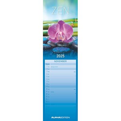 Alpha Streifenplaner Mini Zen 2025 Streifenkalender, 9,5x33cm, Küchenkalender mit einer großen Spalte für Termine, viel Platz für Notizmöglichkeiten, Mondphasen und deutschem Kalendarium Alpha Streifenplaner Mini Zen 2025 Streifenkalender, 9,5x33cm, Küchenkalender mit einer großen Spalte für Termine, viel Platz für Notizmöglichkeiten, Mondphasen und deutschem Kalendarium