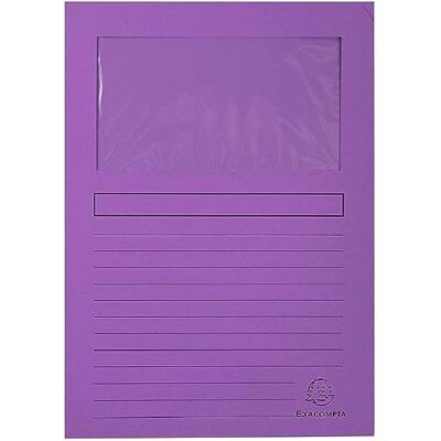 Exacompta 50101E Packung mit 100 Fenstermappen Forever, 120 g/m² Recycling Papier, 22 x 31cm für DIN A4, 1 Pack, Violett Exacompta 50101E Packung mit 100 Fenstermappen Forever, 120 g/m² Recycling Papier, 22 x 31cm für DIN A4, 1 Pack, Violett