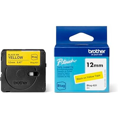 Brother Original Btag-631 Schriftband 12 mm, 4 m lang, schwarz/gelb Brother Original Btag-631 Schriftband 12 mm, 4 m lang, schwarz/gelb