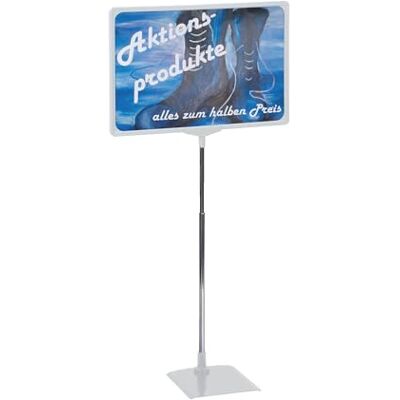 Franken Preisständer, Info-Ständer A4, Freistehend, höhenverstellbar, tragbar, 210 x 620 x 10 mm, grau, PSM A4 12 Franken Preisständer, Info-Ständer A4, Freistehend, höhenverstellbar, tragbar, 210 x 620 x 10 mm, grau, PSM A4 12