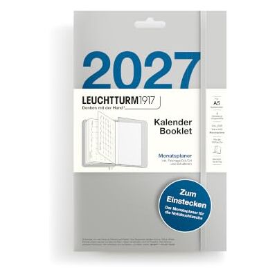 LEUCHTTURM1917 Kalender Booklet 2027, Monatsplaner, Medium (A5), Deutsch, Kalenderübersichten 2026/2027/2028, Monatsübersicht 12.2026-03.2028 LEUCHTTURM1917 Kalender Booklet 2027, Monatsplaner, Medium (A5), Deutsch, Kalenderübersichten 2026/2027/2028, Monatsübersicht 12.2026-03.2028