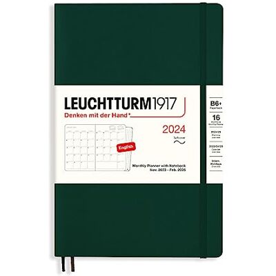 LEUCHTTURM1917 367573 Monatsplaner mit Notizbuch, Softcover, Paperback (B6+) 2024, 16 Monate, Forest Green, English LEUCHTTURM1917 367573 Monatsplaner mit Notizbuch, Softcover, Paperback (B6+) 2024, 16 Monate, Forest Green, English