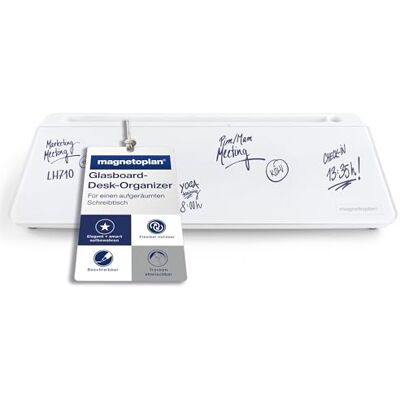magnetoplan Glasboard Desk Organizer Schreibtisch Organizer Whiteboard Ideal für kurze Notizen Aus weißem Glas mit Zubehörfächern Inkl. Boardmarker mit Löscher BxHxT 420 x 56 x 180 mm magnetoplan Glasboard Desk Organizer Schreibtisch Organizer Whiteboard Ideal für kurze Notizen Aus weißem Glas mit Zubehörfächern Inkl. Boardmarker mit Löscher BxHxT 420 x 56 x 180 mm