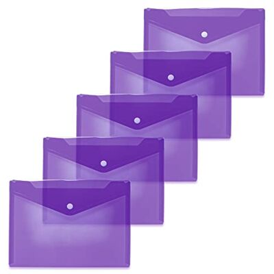 Herma 20061 Dokumententaschen A5 transparent violett lila, 5 Stück, kleine Sichttaschen Umschläge mit Druckknopf, Briefumschläge aus Plastik für Schule, Uni, Büro, Reise Herma 20061 Dokumententaschen A5 transparent violett lila, 5 Stück, kleine Sichttaschen Umschläge mit Druckknopf, Briefumschläge aus Plastik für Schule, Uni, Büro, Reise