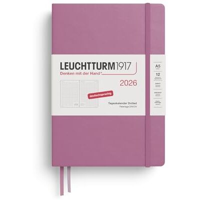 LEUCHTTURM1917 372600 Tageskalender Dotted Medium (A5) 2026, 12 Monate, Dusty Rose, Deutsch LEUCHTTURM1917 372600 Tageskalender Dotted Medium (A5) 2026, 12 Monate, Dusty Rose, Deutsch