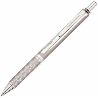 Pentel BL407-A EnerGel Liquid Gel-Tintenroller Sterling, silberfarbenes Metallgehäuse, 0,35 mm Strichstärke, Schreibfarbe schwarz 1 Stück Pentel BL407-A EnerGel Liquid Gel-Tintenroller Sterling, silberfarbenes Metallgehäuse, 0,35 mm Strichstärke, Schreibfarbe schwarz 1 Stück