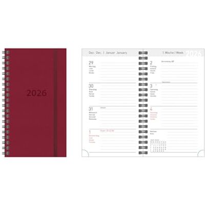 Idena 12056 Taschenkalender 2026 im Format 8,7 x 15,3 cm, 1 Woche auf 2 Seiten, Terminkalender mit Hardcover Einband in Rot und Spiralbindung Idena 12056 Taschenkalender 2026 im Format 8,7 x 15,3 cm, 1 Woche auf 2 Seiten, Terminkalender mit Hardcover Einband in Rot und Spiralbindung