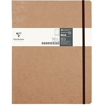 Clairefontaine 79443C Notizbuch My.Essential Age Bag, Format B5 (19x25 cm), mit Fadenbindung, 96 Blatt nummeriert, dot/punktkariert, Papier elfenbein 90g, Beige, 1 Stück Clairefontaine 79443C Notizbuch My.Essential Age Bag, Format B5 (19x25 cm), mit Fadenbindung, 96 Blatt nummeriert, dot/punktkariert, Papier elfenbein 90g, Beige, 1 Stück