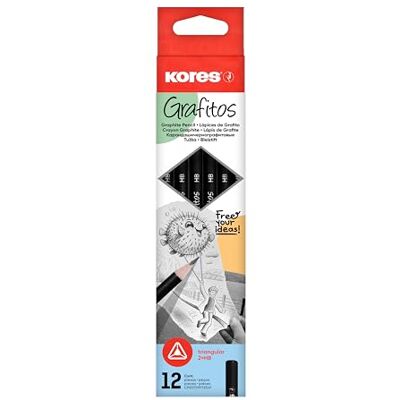 Kores Bleistift Grafitos hochwertige Bleistifte, HB, lackiertes Ende, 12 Stück Kores Bleistift Grafitos hochwertige Bleistifte, HB, lackiertes Ende, 12 Stück