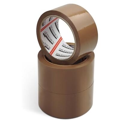 Merrimen Strapazierfähiges Paketklebeband I Sicheres, haftendes & starkes Klebeband für Verpackungskartons, Umzugskartons & große Posttüten zur Langzeitlagerung I 48mm x 66m, 3 Rollen, Braun Merrimen Strapazierfähiges Paketklebeband I Sicheres, haftendes & starkes Klebeband für Verpackungskartons, Umzugskartons & große Posttüten zur Langzeitlagerung I 48mm x 66m, 3 Rollen, Braun