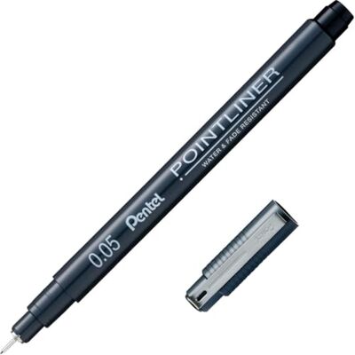 Pentel Pointliner S20P-05A, Fineliner, schwarz, wasserfest und lichtecht, 0,05 mm, 12 Stück Pentel Pointliner S20P-05A, Fineliner, schwarz, wasserfest und lichtecht, 0,05 mm, 12 Stück