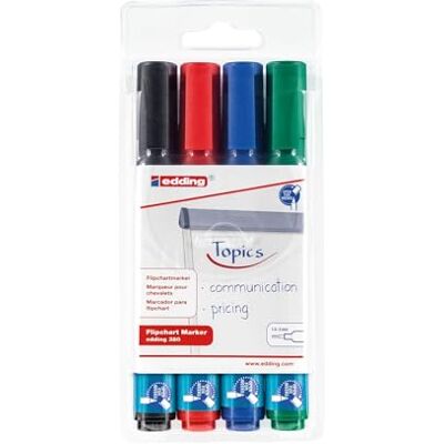 edding 380 Flipchart-Marker 4er-Set schwarz, rot, blau, grün Rundspitze 1,5-3 mm Stift zum Schreiben, Zeichnen und Markieren auf Flipcharts -Tinte schlägt nicht durch Papier-trocknet nicht aus edding 380 Flipchart-Marker 4er-Set schwarz, rot, blau, grün Rundspitze 1,5-3 mm Stift zum Schreiben, Zeichnen und Markieren auf Flipcharts -Tinte schlägt nicht durch Papier-trocknet nicht aus