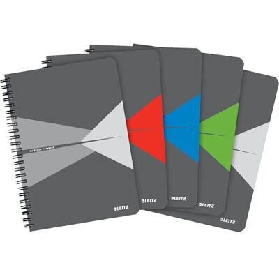 Leitz Office Collegeblock A5 kariert, 5er Pack, Notizbuch mit Spiralbindung & Kartoneinband, 360 Grad Öffnung, 180 Seiten/90 Blatt FSC-zertifiziertes Papier (80 g/m²), mehrere Farben, 44581099 Leitz Office Collegeblock A5 kariert, 5er Pack, Notizbuch mit Spiralbindung & Kartoneinband, 360 Grad Öffnung, 180 Seiten/90 Blatt FSC-zertifiziertes Papier (80 g/m²), mehrere Farben, 44581099