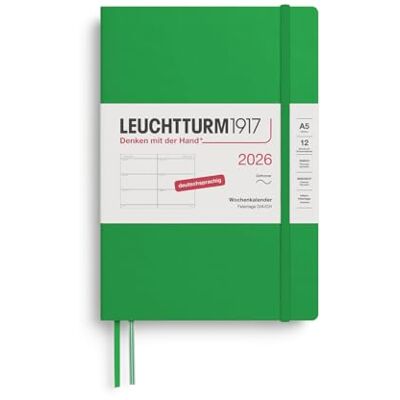 LEUCHTTURM1917 372559 Wochenkalender Medium (A5) 2026, 12 Monate, Softcover, Spring Leaf, Deutsch LEUCHTTURM1917 372559 Wochenkalender Medium (A5) 2026, 12 Monate, Softcover, Spring Leaf, Deutsch