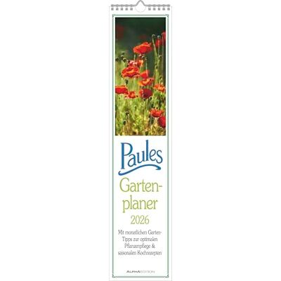 Alpha Paules Gartenplaner Kalender 2026 – 11x50 cm – Streifenplaner mit monatlichen Gartentipps – Praktischer Wandkalender für Hobbygärtner ... Pflanzenpflege & saisonalen Kochrezepten Alpha Paules Gartenplaner Kalender 2026 – 11x50 cm – Streifenplaner mit monatlichen Gartentipps – Praktischer Wandkalender für Hobbygärtner ... Pflanzenpflege & saisonalen Kochrezepten