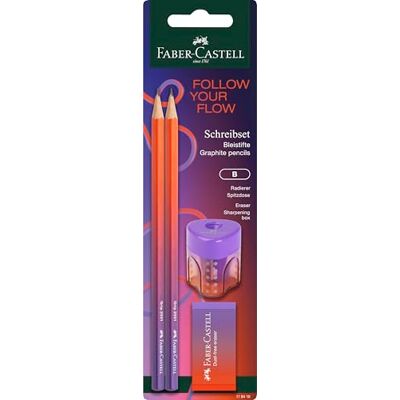 Faber-Castell Schreibset Flow Punchy Melon 4-teilig Mit 2 Bleistiften B, 1 Radiergummi und 1 Anspitzer, für Kinder und Erwachsene Faber-Castell Schreibset Flow Punchy Melon 4-teilig Mit 2 Bleistiften B, 1 Radiergummi und 1 Anspitzer, für Kinder und Erwachsene