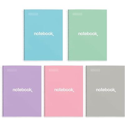 Miquelrius Pack 5 Notebook A4 Notizbuch Emotionen, 80 Blatt 90 g/m², Raster 5 x 5 mm, 1 farbiger Rand, Notizbücher mikroperforierte Spirale, extra steifer Einband, 4-Loch Lochung, Pastellfarben Miquelrius Pack 5 Notebook A4 Notizbuch Emotionen, 80 Blatt 90 g/m², Raster 5 x 5 mm, 1 farbiger Rand, Notizbücher mikroperforierte Spirale, extra steifer Einband, 4-Loch Lochung, Pastellfarben