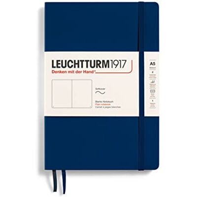 LEUCHTTURM1917 362864 Notizbuch Medium (A5), Softcover, 123 nummerierte Seiten, Marine, Blanko LEUCHTTURM1917 362864 Notizbuch Medium (A5), Softcover, 123 nummerierte Seiten, Marine, Blanko