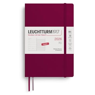 LEUCHTTURM1917 372686 Wochenkalender & Notizbuch Paperback (B6+) 2026, Softcover, Port Red, Englisch LEUCHTTURM1917 372686 Wochenkalender & Notizbuch Paperback (B6+) 2026, Softcover, Port Red, Englisch