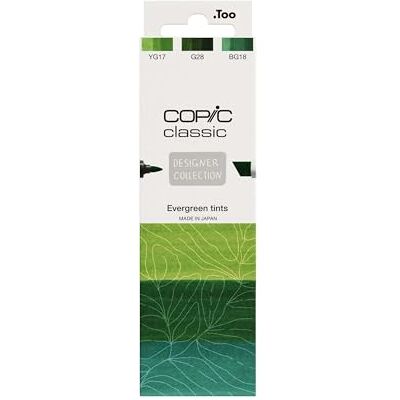 Copic Classic DESIGNER COLLECTION Set Evergreen tints, Marker Set mit 3 Grüntönen, Twin Marker mit einer breiten und einer feinen Spitze Copic Classic DESIGNER COLLECTION Set Evergreen tints, Marker Set mit 3 Grüntönen, Twin Marker mit einer breiten und einer feinen Spitze