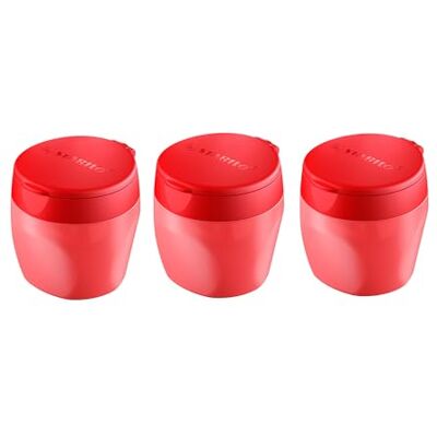 STABILO Robuster Dosenspitzer woody 3 in 1 Spitzer für extradicke Stifte 3er Pack rot STABILO Robuster Dosenspitzer woody 3 in 1 Spitzer für extradicke Stifte 3er Pack rot