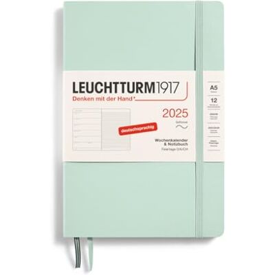 LEUCHTTURM1917 370514 Wochenkalender & Notizbuch Medium (A5) 2025, Softcover, Mint Green, Deutsch LEUCHTTURM1917 370514 Wochenkalender & Notizbuch Medium (A5) 2025, Softcover, Mint Green, Deutsch