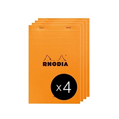 Rhodia 15600C Packung mit 4 Notizblöcken Giant Pad No.15, DIN A5 150 Blätter liniert mit Rand 80g, Orange, 1 Pack Rhodia 15600C Packung mit 4 Notizblöcken Giant Pad No.15, DIN A5 150 Blätter liniert mit Rand 80g, Orange, 1 Pack