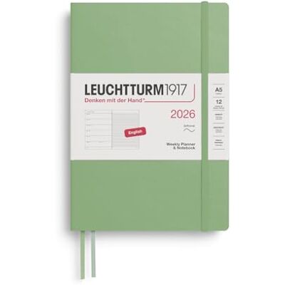 LEUCHTTURM1917 372677 Wochenkalender & Notizbuch Medium (A5) 2026, Softcover, Salbei, Englisch LEUCHTTURM1917 372677 Wochenkalender & Notizbuch Medium (A5) 2026, Softcover, Salbei, Englisch