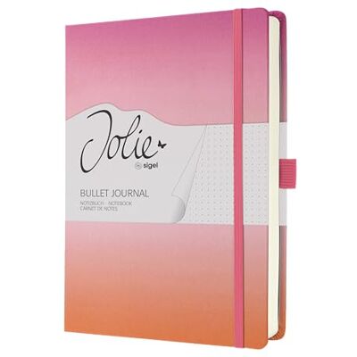 Sigel Notizbuch A5+ Bullet Journal Jolie dotted Pink 200 Seiten JB103, Hardcover mit Stoffbezug, vegan, dickes nachhaltiges 120 g Papier, Design Gradient Sunset Sigel Notizbuch A5+ Bullet Journal Jolie dotted Pink 200 Seiten JB103, Hardcover mit Stoffbezug, vegan, dickes nachhaltiges 120 g Papier, Design Gradient Sunset