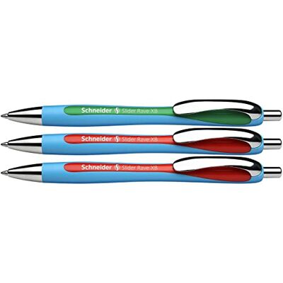 Schneider 132597 Slider Rave XB Lehrer Korrekturset (3er Set Kugelschreiber, 2x rot, 1x grün, Strichbreite XB) Schneider 132597 Slider Rave XB Lehrer Korrekturset (3er Set Kugelschreiber, 2x rot, 1x grün, Strichbreite XB)