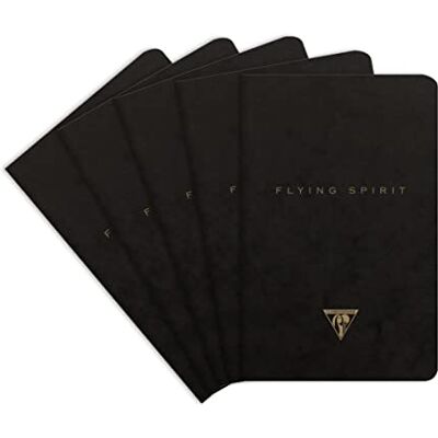 Clairefontaine 102506C Packung mit 5 Hefte Flying Spirit, liniert, 11x17 cm, 48 Blatt, Schwarz Motiven sortiert, 1 Pack Clairefontaine 102506C Packung mit 5 Hefte Flying Spirit, liniert, 11x17 cm, 48 Blatt, Schwarz Motiven sortiert, 1 Pack