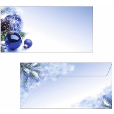 Sigel DU036 Briefumschläge Weihnachten "Blue Harmony", DIN lang, 50 Stück DU036, motif boules de Noël bleu, 50 pièces Sigel DU036 Briefumschläge Weihnachten "Blue Harmony", DIN lang, 50 Stück DU036, motif boules de Noël bleu, 50 pièces