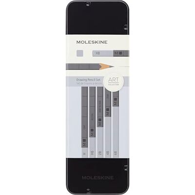 Moleskine Set mit 5 Zeichenbleistiften aus Graphit, verschiedene Härtegrade, Farben Schwarz und Grau Moleskine Set mit 5 Zeichenbleistiften aus Graphit, verschiedene Härtegrade, Farben Schwarz und Grau